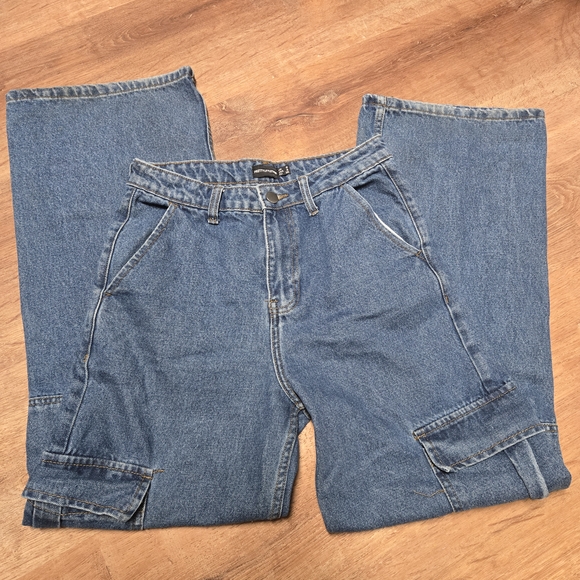 PrettyLittleThing Blue Wide Leg Jeans Womens Size 4 - Picture 7 of 8